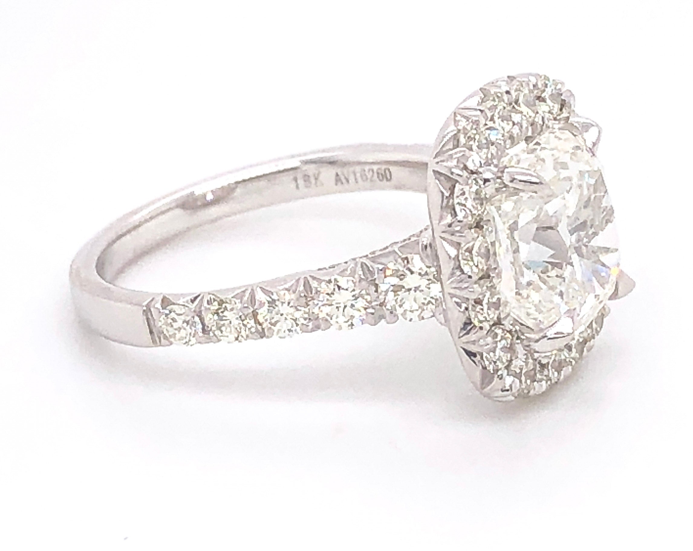 4.37CT T.W. Henri Daussi Cushion Cut Halo Engagement Ring - HANIKEN JEWELERS NEW-YORK