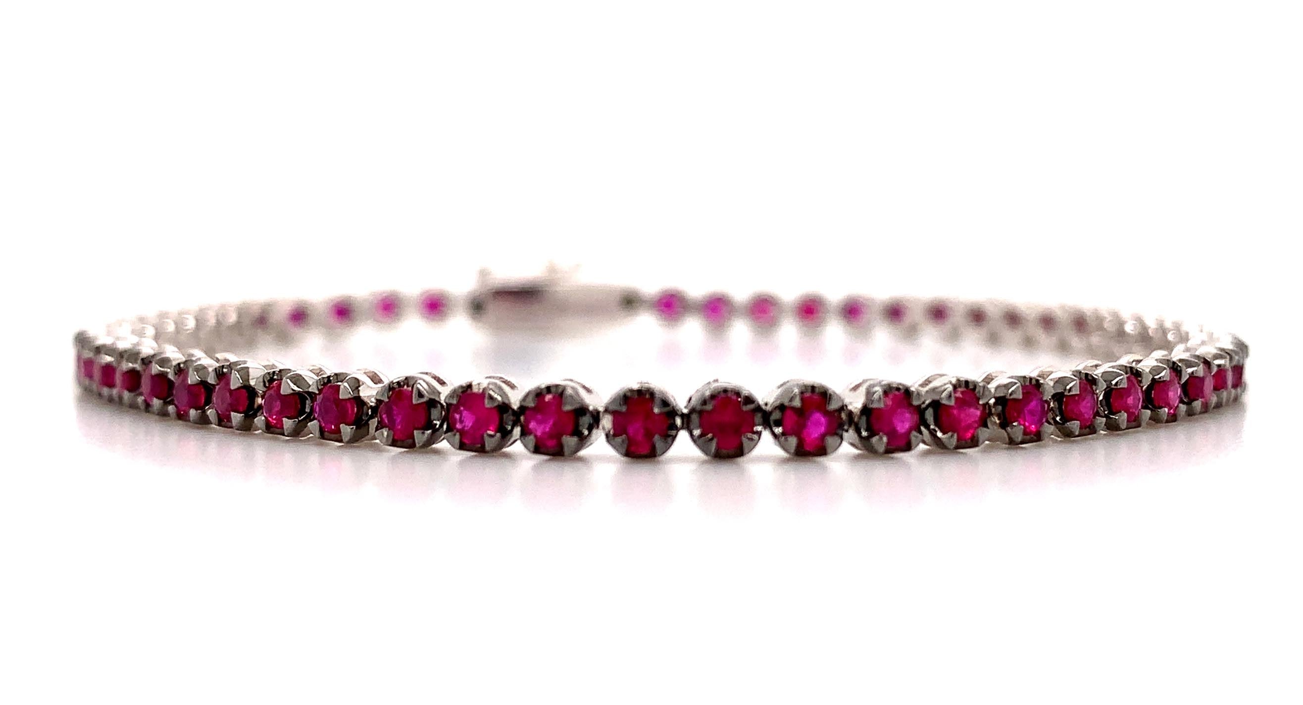 Sterling Silver Ruby, Emerald, Sapphire, or Black Colored CZ Stone Bracelet  | HK Jewels