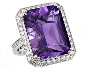 Diamond 21.25 ct Amethyst Cocktail Ring - HANIKEN JEWELERS NEW-YORK