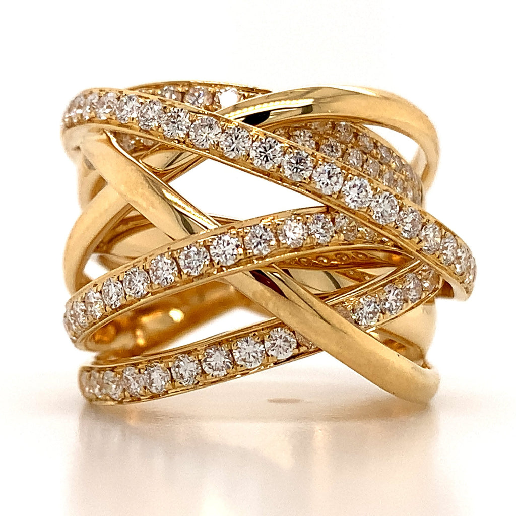 Ladies Diamond Overlap Style Yellow Gold Fancy Ring