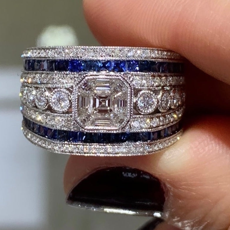 14K White Gold Right Hand Ladies Diamond Ring 0.74ct 012221