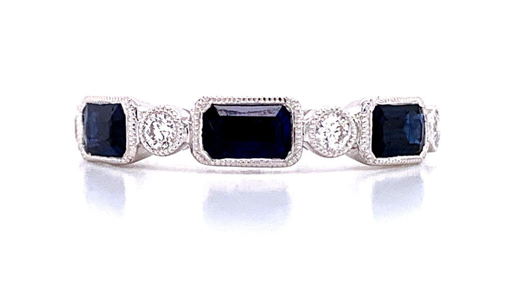 Blue Sapphire And Diamond Celebration Stackable Ring