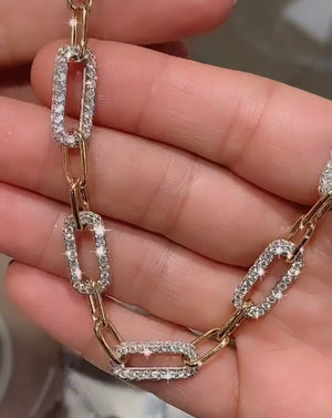 ﻿﻿Ladies Diamond Pave Two Tone Link Necklace