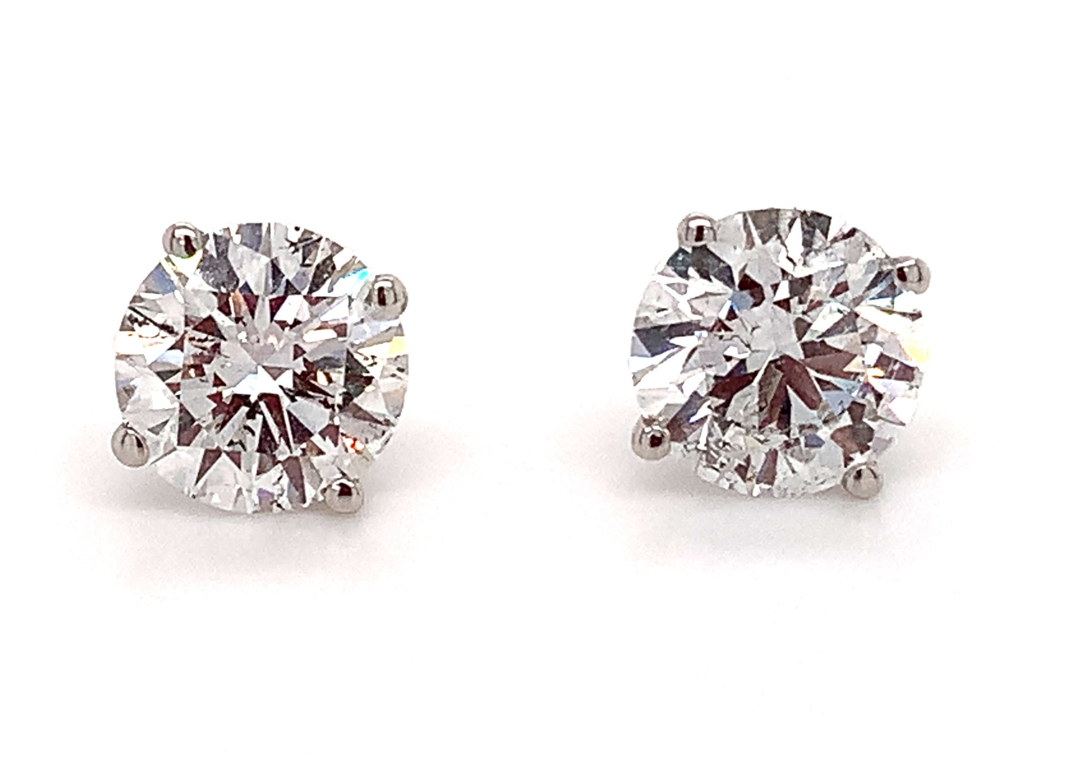 3.01ctw GIA Certified Diamond Studs 4 Prong Martini Setting