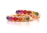 0.80carat Rainbow Sapphire Rose Gold Huggie Hoop Earrings