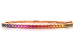 Rainbow Sapphire Rose Gold Bangle Bracelet