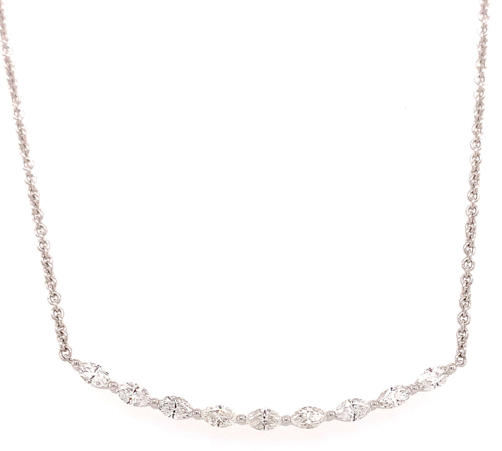 0.53ctw Marquise Cut Diamond Bar Necklace