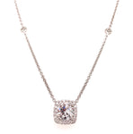 0.81CT T.W. Diamond Round Brilliant Cut Halo Solitaire Necklace