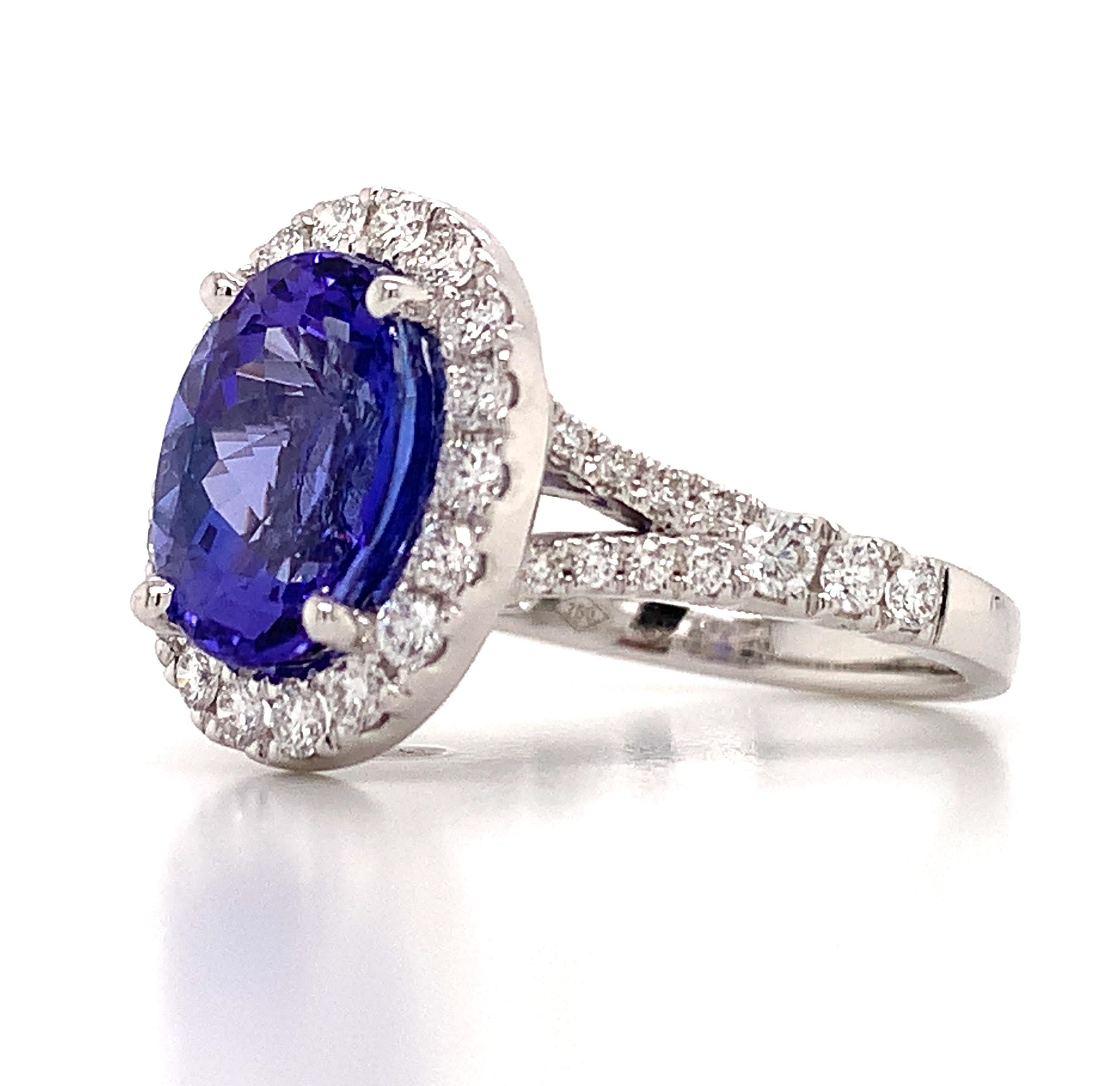 Ladies 3.74ct Oval Cut Tanzanite & Diamond Ring