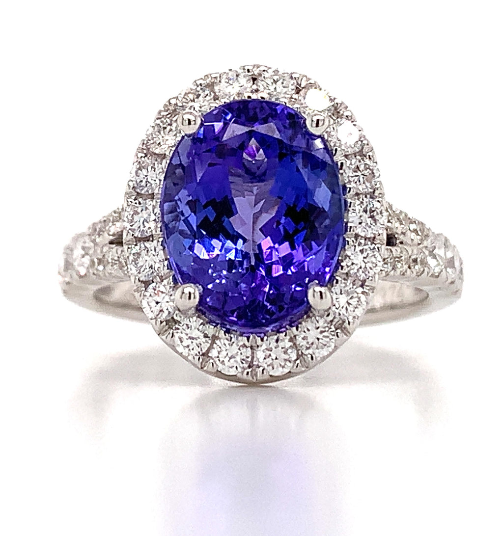 Ladies 3.74ct Oval Cut Tanzanite & Diamond Ring