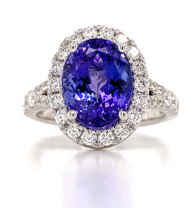 Ladies 3.74ct Oval Cut Tanzanite & Diamond Ring