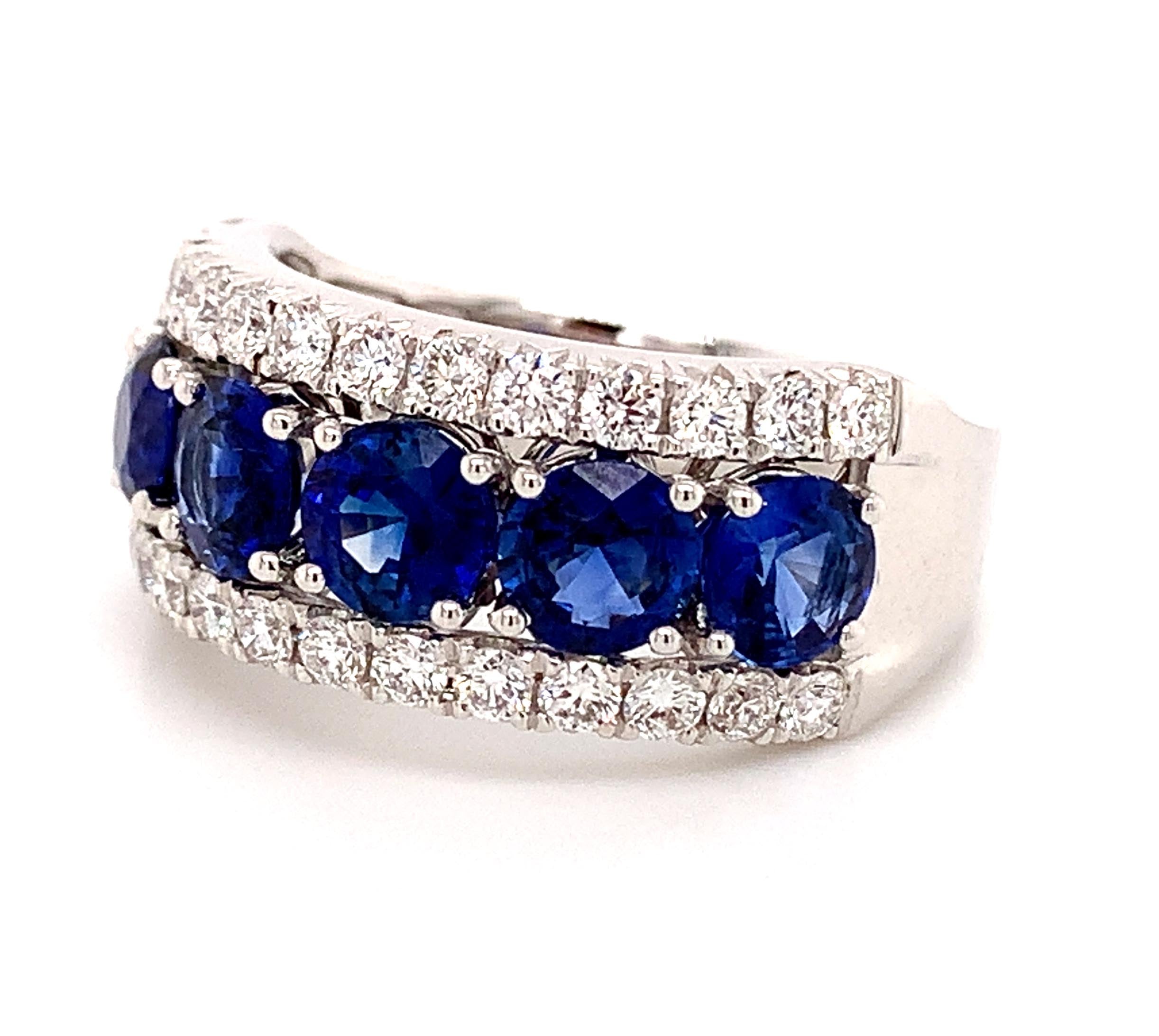 Ladies Diamond and Blue Sapphire Ring