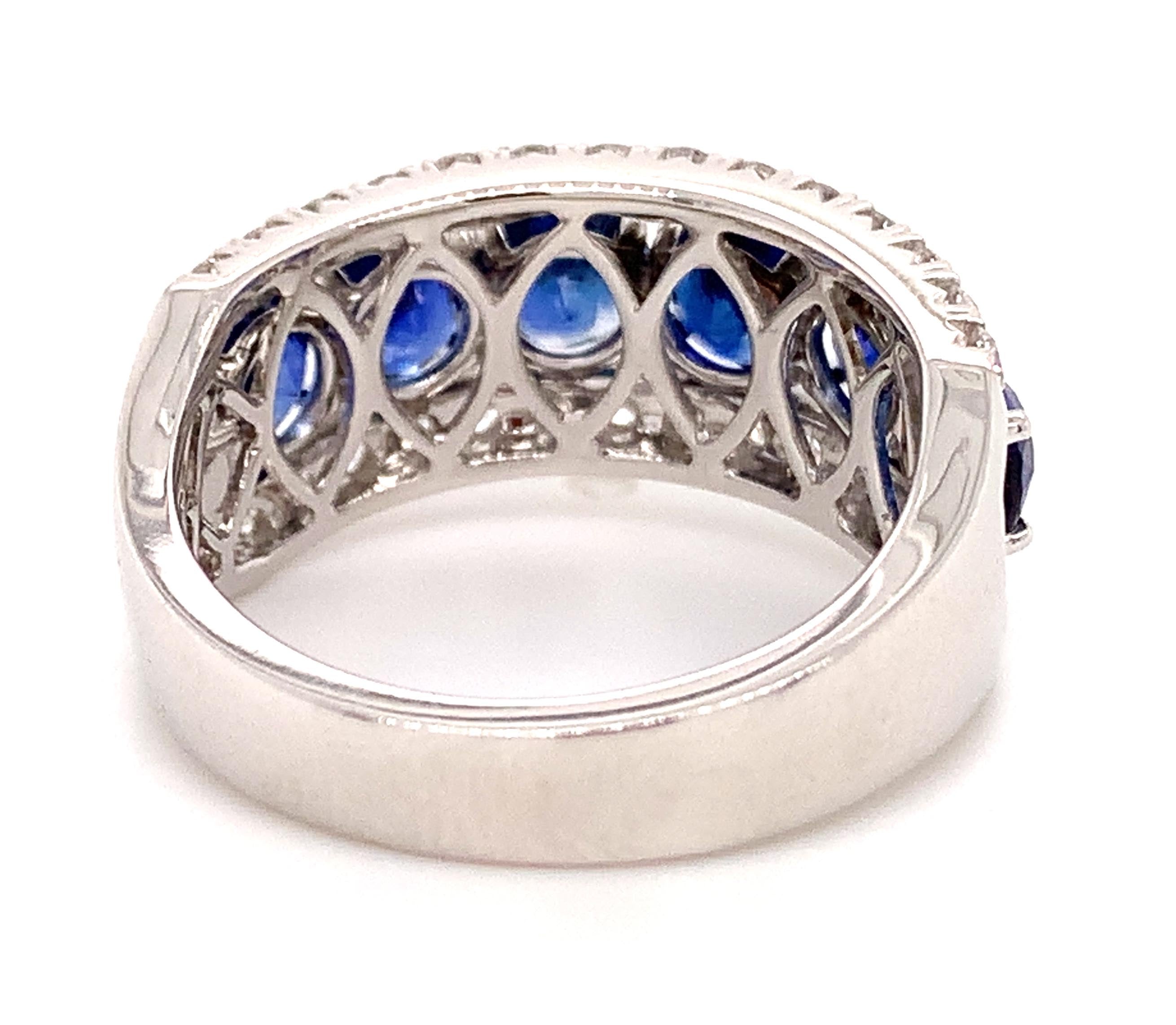 Ladies Diamond and Blue Sapphire Ring