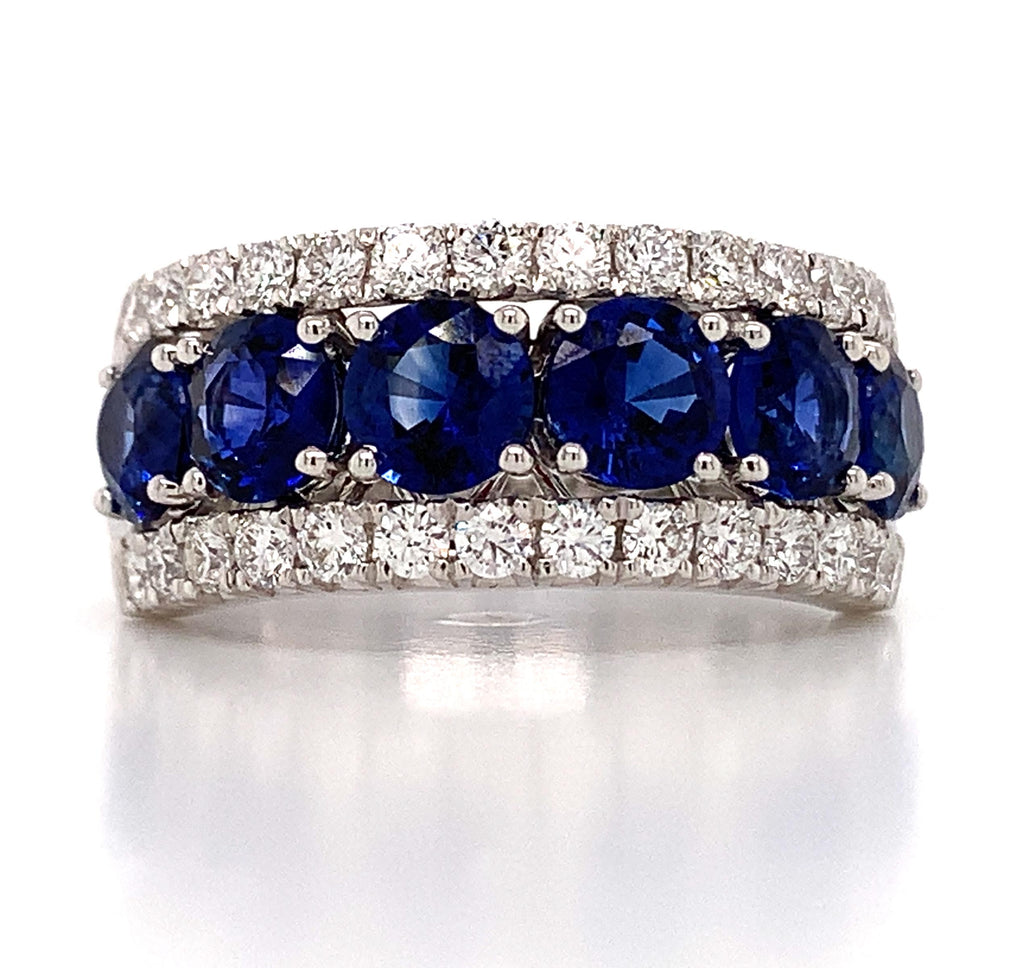 Ladies Diamond and Blue Sapphire Ring