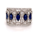 1.40CTW Sapphire and Diamond Art-Deco Style Cocktail Ring