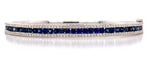 2.50 ct tw Blue Sapphire & Diamond White Gold Bangle Bracelet