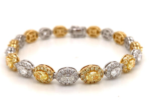 Fancy Yellow and White Diamond Statement Bracelet 9.10ctw