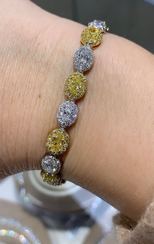 Fancy Yellow and White Diamond Statement Bracelet 9.10ctw