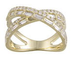 Baguette & Round Brilliant Cut 0.95ctw Crossover Ring