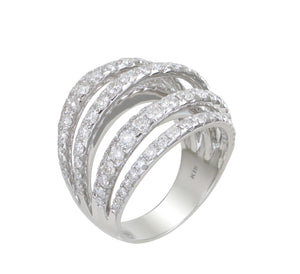 Ladies Diamond Overlap Style White Gold Fancy Ring