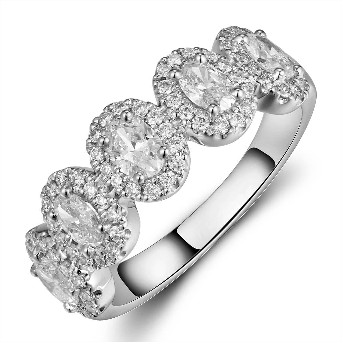 Five Stone Oval Cut Anniversary Eternity Ring 1.11ct tw