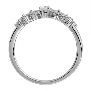 White Gold Round & Baguette Off Center Single Prong 0.25ct tw Diamond Ring