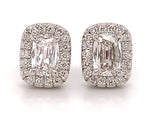 Henri Daussi Signed 1.01ctw Cushion Cut with Halo Diamond Stud Earrings