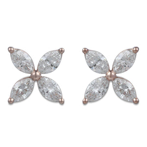 1.19ctw Ladies Diamond Flower Shape Marquise Stud Earrings