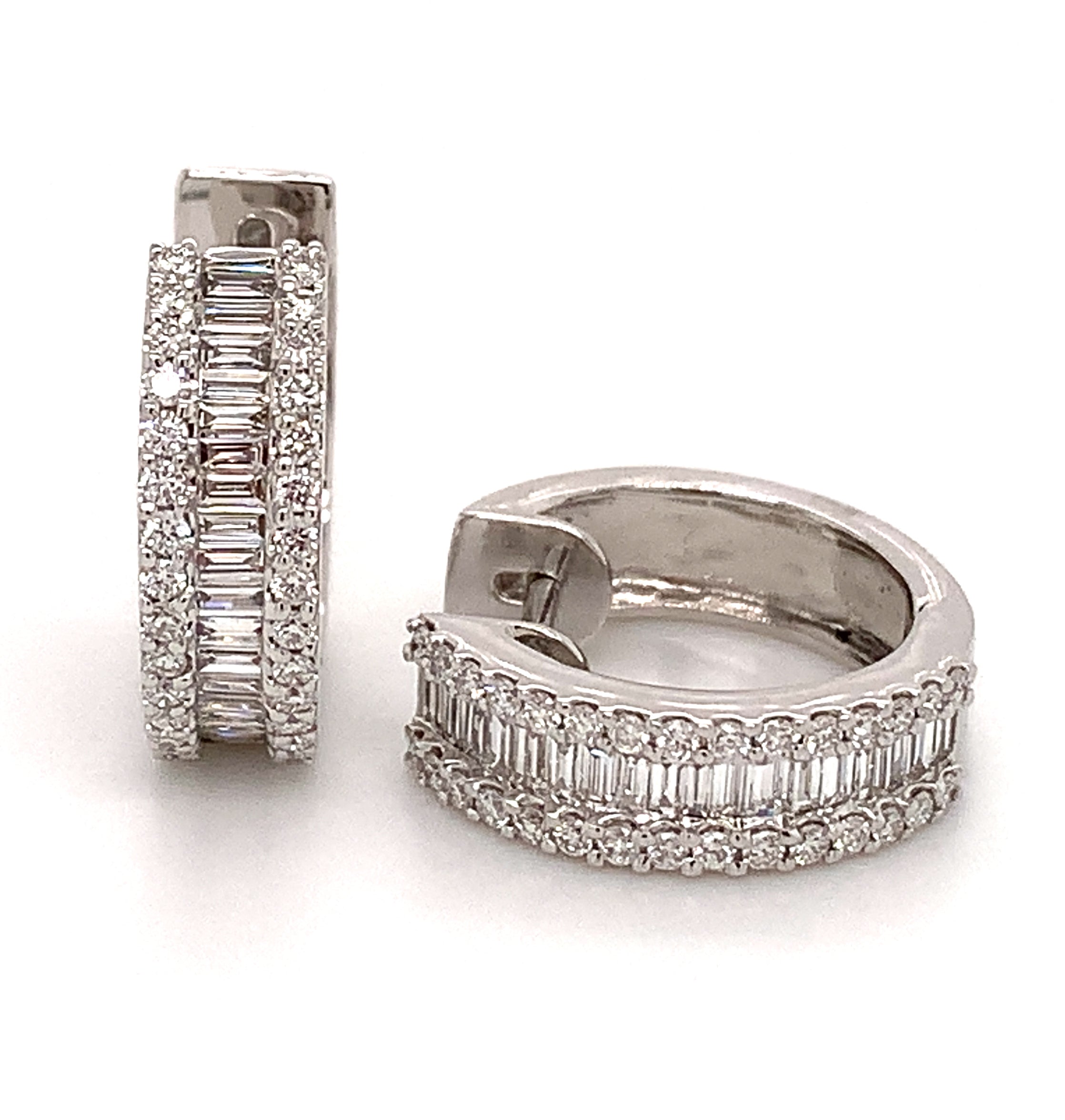 0.77ctw Baguette + Pavé Diamond Hoop Earrings