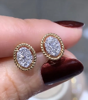 Two Tone Diamond Earrings 0.38ctw Twisted Rope Detail