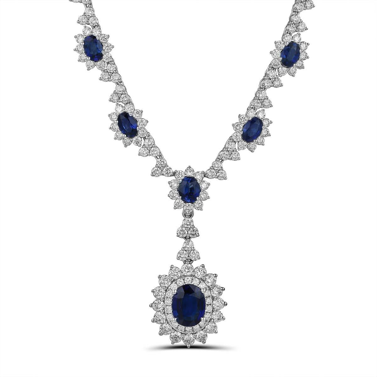 Sapphire Diamond Necklace / Statement Jewelry/ Statement 