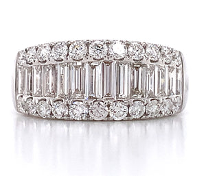 Baguette and Round Cut Diamond Ring 1.58ct t.w.