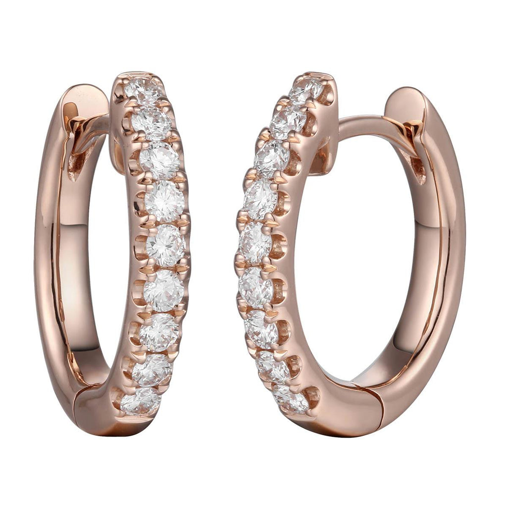 Ladies Diamond Hoop Huggie Earrings 0.38ctw