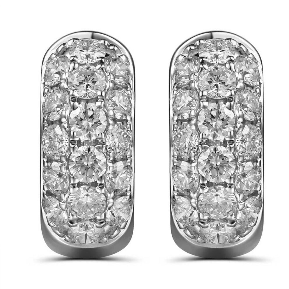 Three Row Pave Diamond Huggie Earrings 1.37ct t.w.