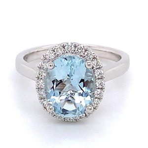 2.40ct tw Aquamarine & Diamond Cocktail Ring