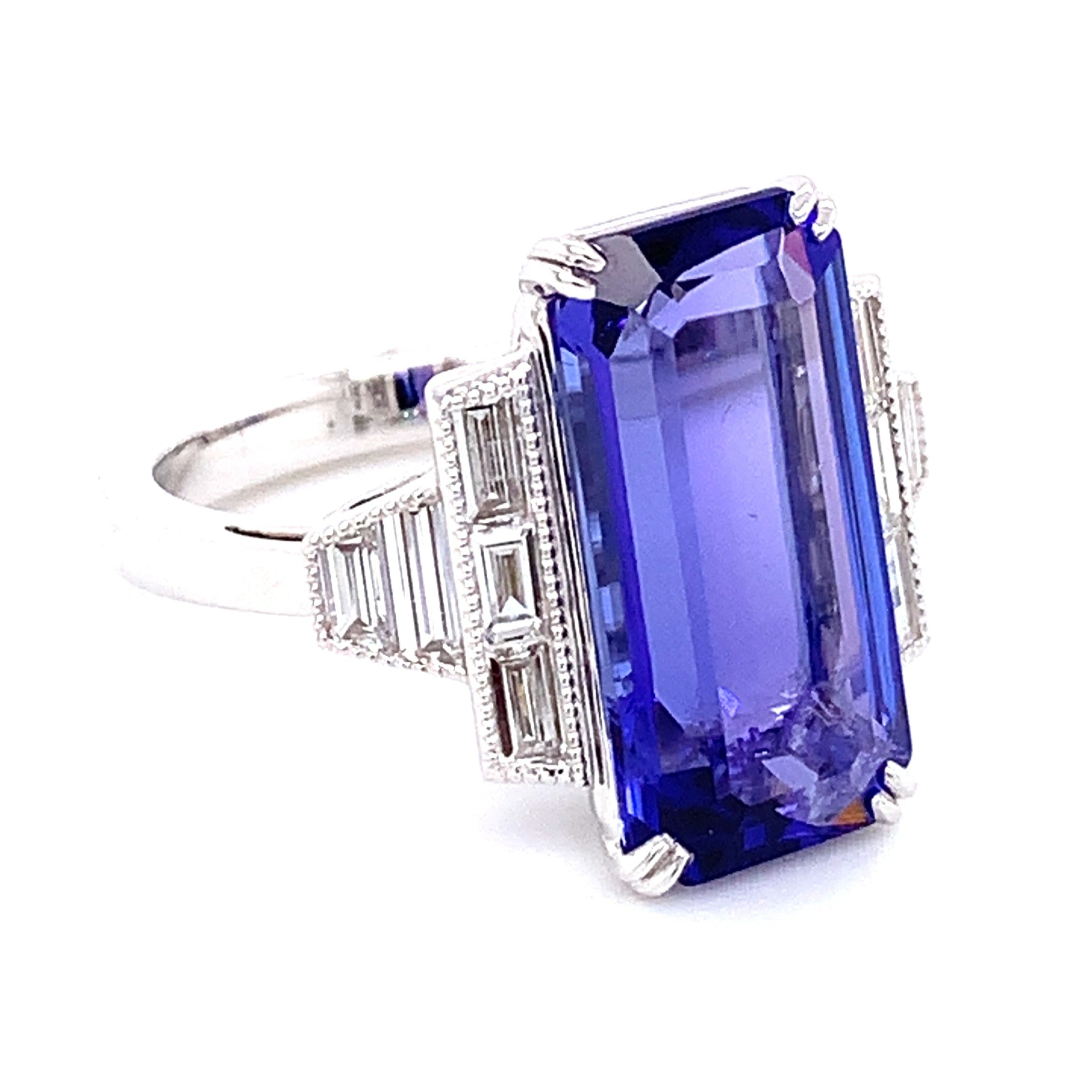 Tanzanite 6.71carat & Baguette 0.70ct tw Diamond Ring