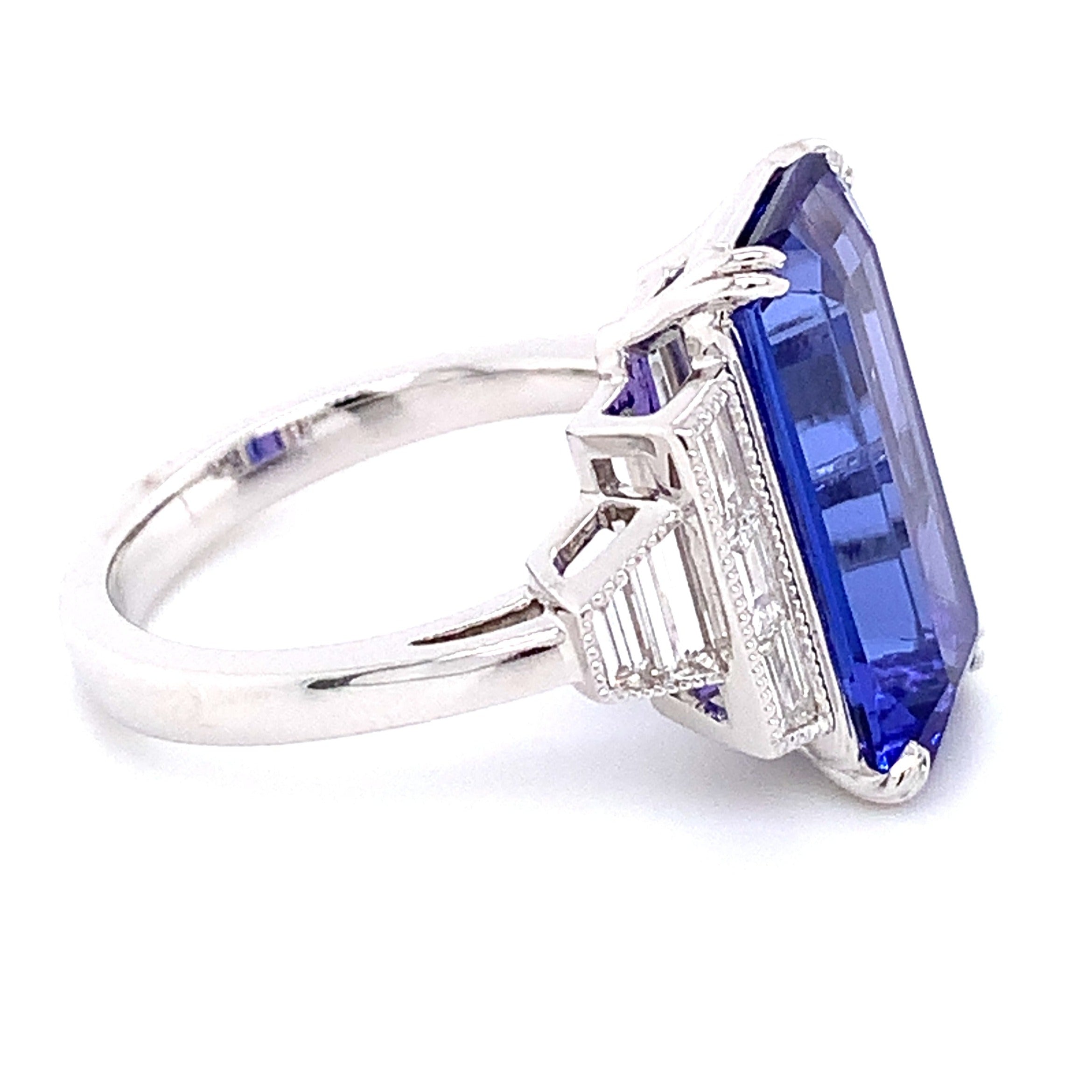 Tanzanite 6.71carat & Baguette 0.70ct tw Diamond Ring