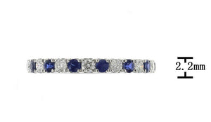 Sapphire & Diamond Alternating White Gold Eternity Stackable Band