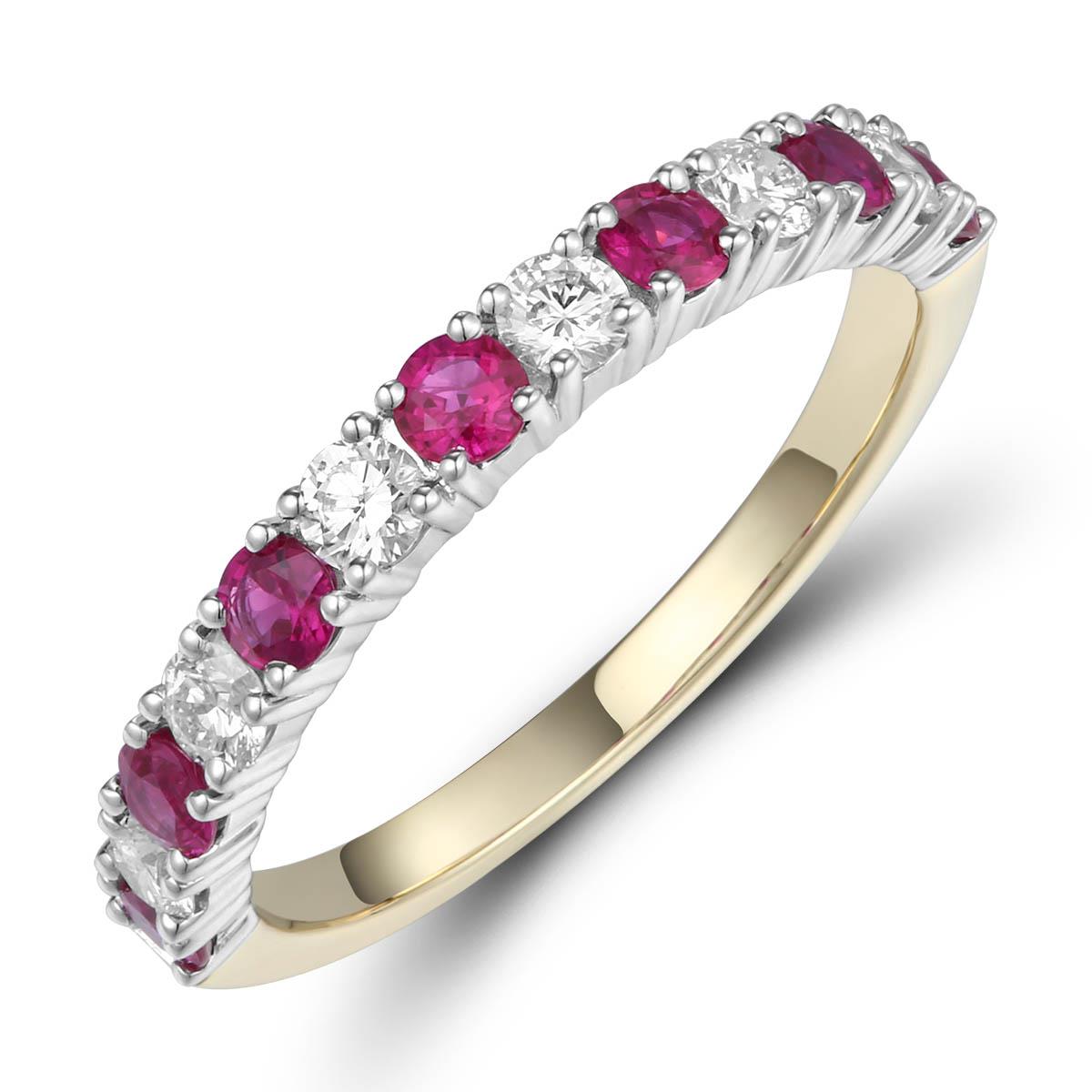 Ruby & Diamond Alternating White Gold Eternity Band