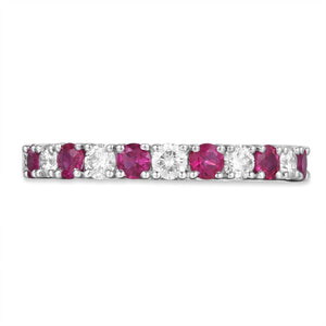 Ruby & Diamond Alternating White Gold Eternity Band