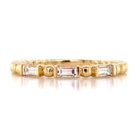 Beaded Gold And Emerald-cut Horizontally Set Diamond Ring