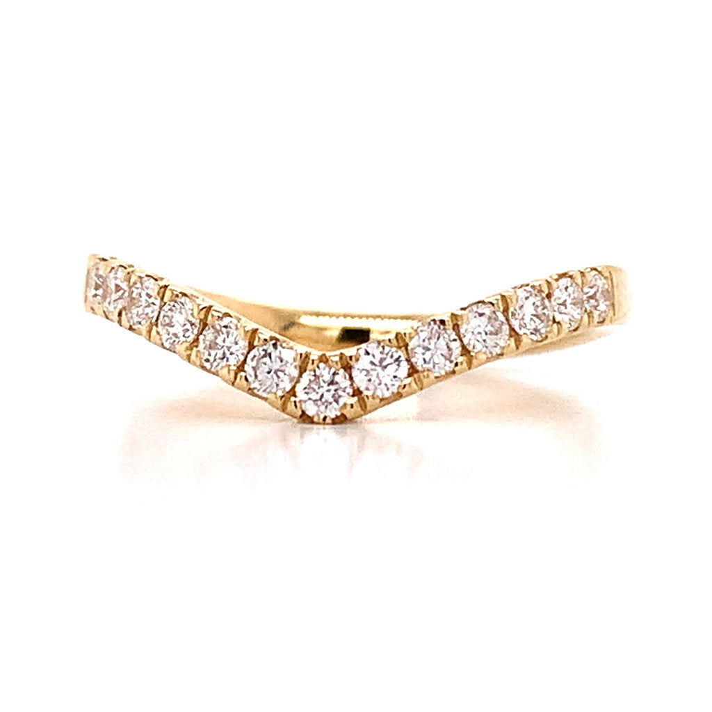 Ladies Curved Diamond V- Shape Crown Ring