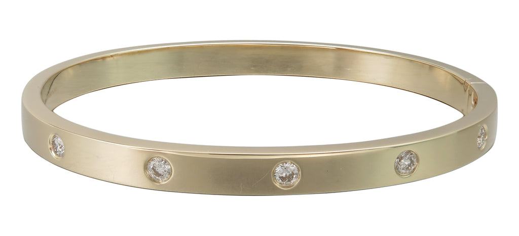 0.46ct tw Burnish Set Diamond Station Bangle Bracelet