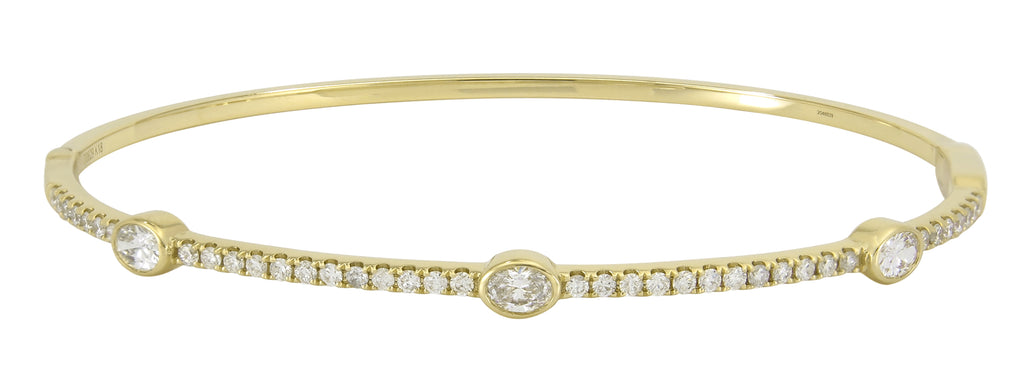 Burnish Set Diamond Station Bangle Bracelet