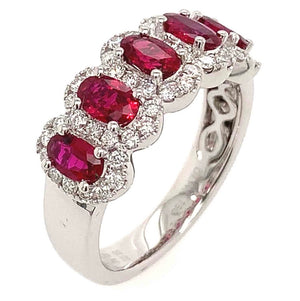 Five Stone Ruby & Diamond Anniversary & Right Hand Ring