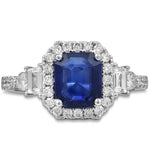 2.13ct Sapphire Emerald Cut Cocktail Diamond Ring