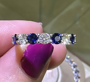 Sapphire & Diamond Alternating Eternity Band