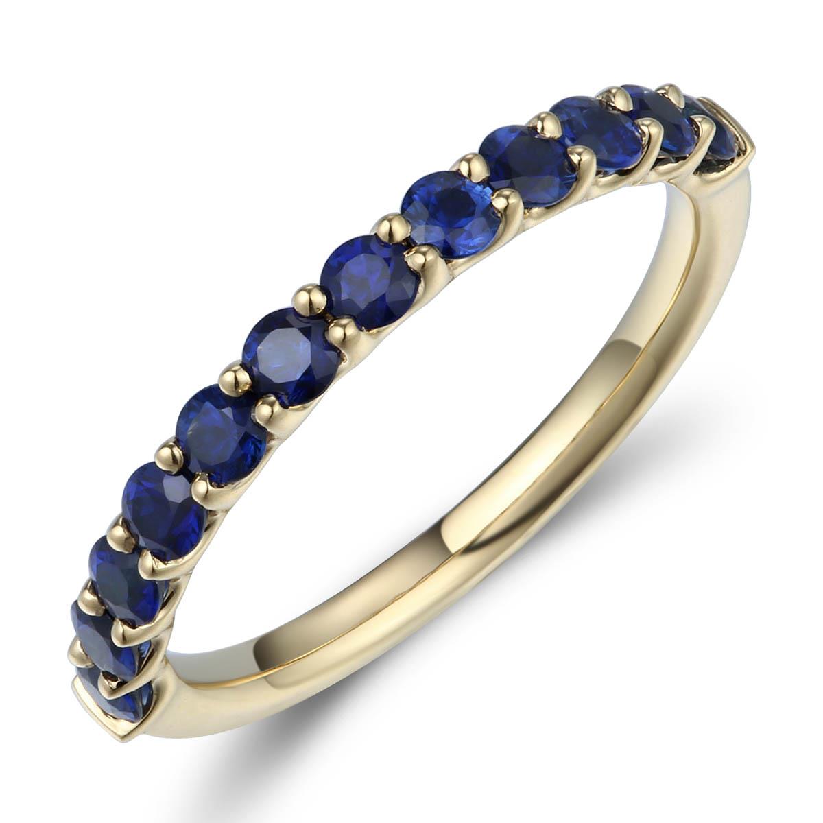 0.88CT TW Blue Sapphire Half Eternity Band