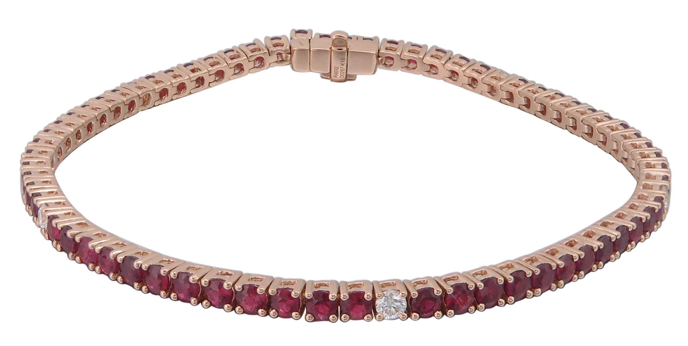 Ruby Gem Stone & Diamond Tennis Bracelet