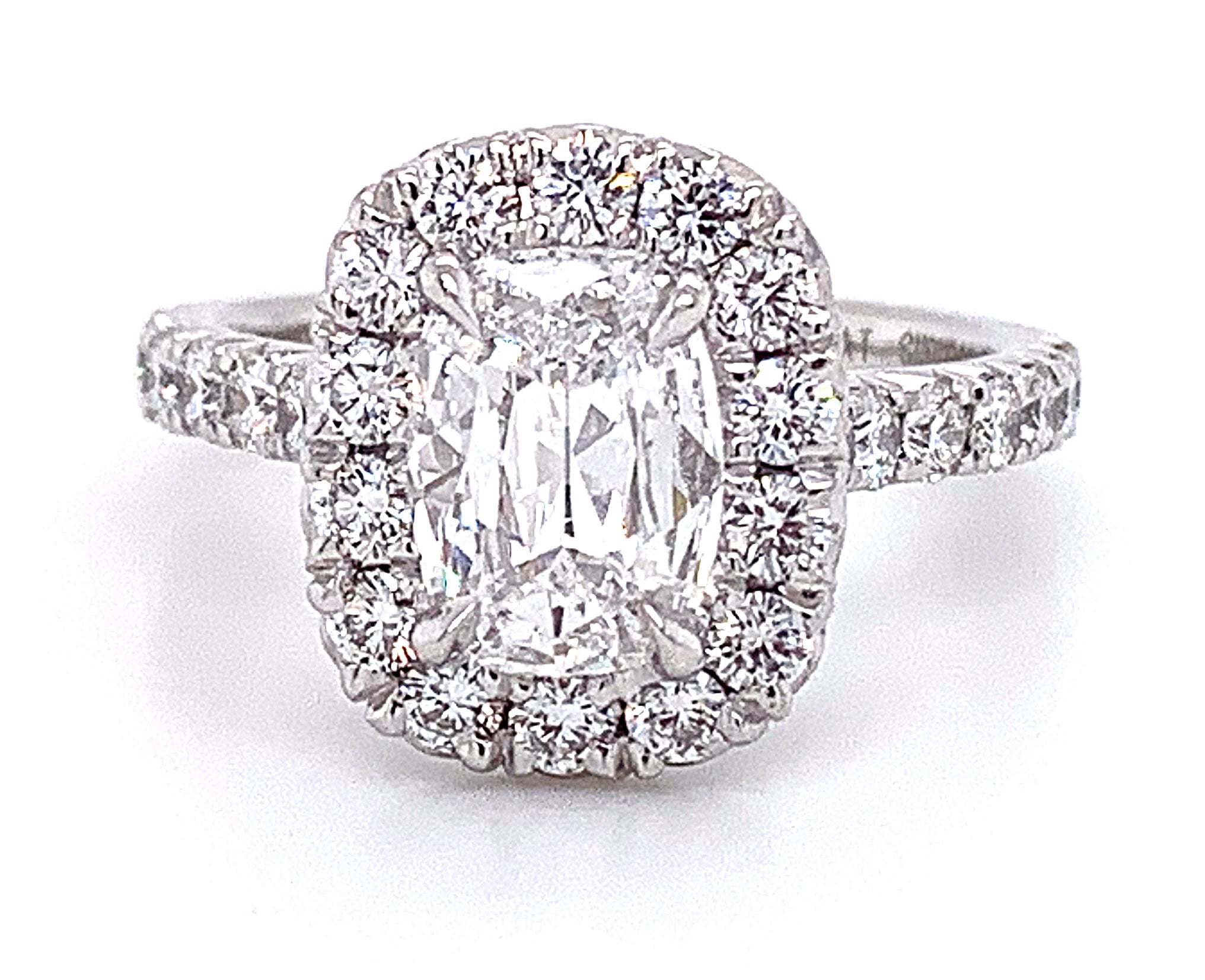 Henri Daussi Cushion Cut 1.85ct t.w. Halo Engagement Ring - HANIKEN JEWELERS NEW-YORK